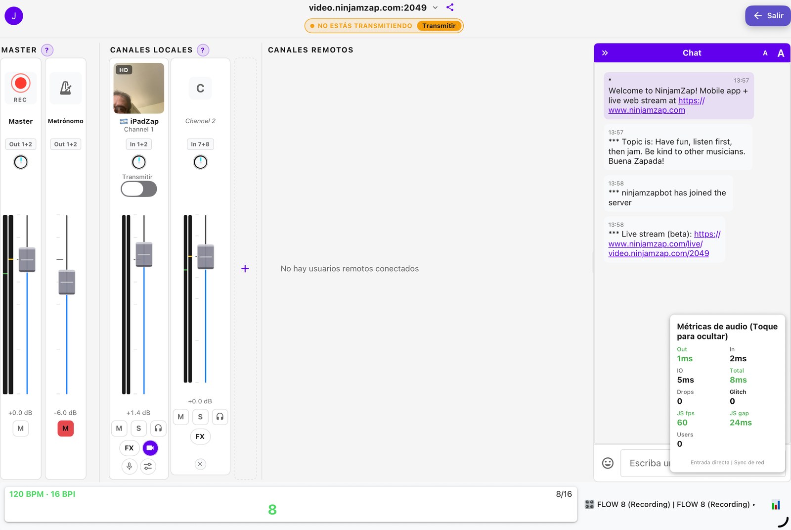The same mixer layout running on iPad