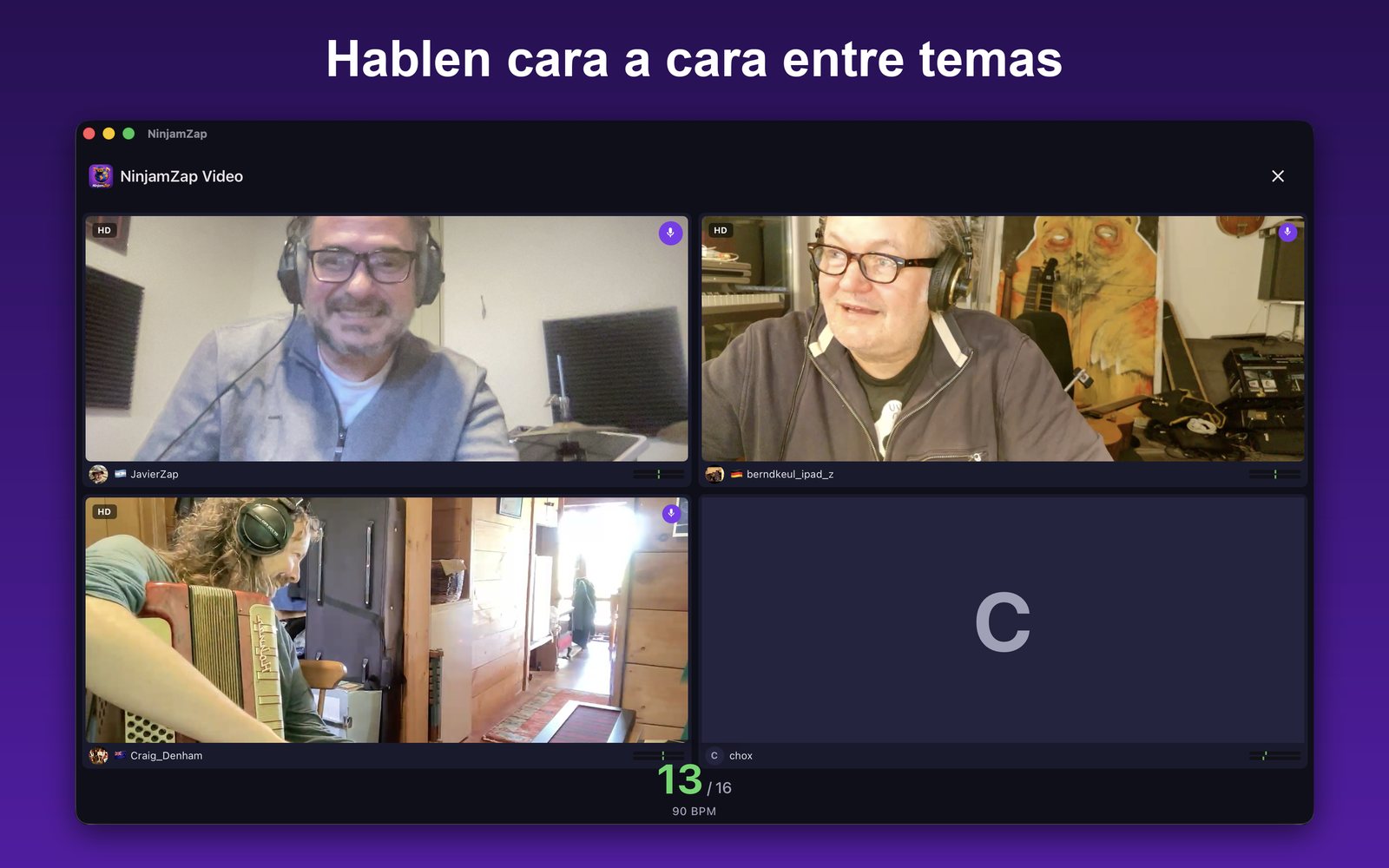 Voice chat en la grilla de video en Mac